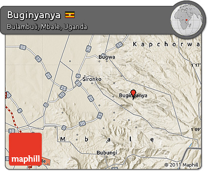 Shaded Relief Map of Buginyanya