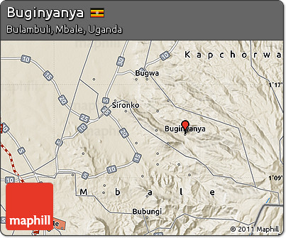 Shaded Relief Map of Buginyanya