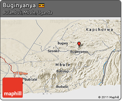 Shaded Relief Panoramic Map of Buginyanya
