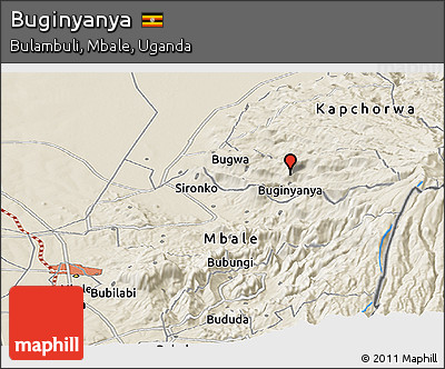 Shaded Relief Panoramic Map of Buginyanya