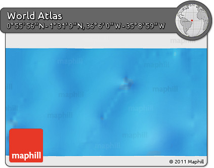 Physical 3D Map of the Area around 1° 13' 33" N, 35° 37' 30" W