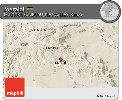 Shaded Relief Panoramic Map of Maralal