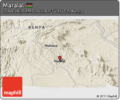 Shaded Relief Panoramic Map of Maralal