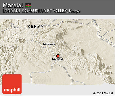 Shaded Relief Panoramic Map of Maralal