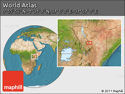 Satellite Location Map of the Area around 1° 13' 33" N, 37° 28' 30" E