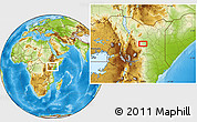 Physical Location Map of the area around 1° 13' 33" N, 38° 19' 30" E