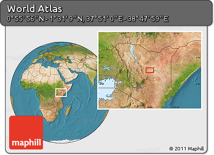 Satellite Location Map of the Area around 1° 13' 33" N, 38° 19' 30" E