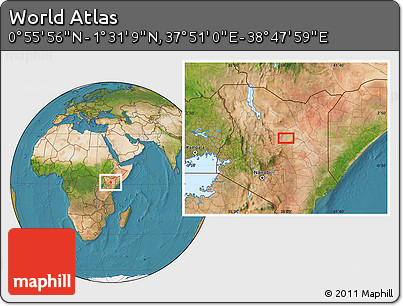 Satellite Location Map of the Area around 1° 13' 33" N, 38° 19' 30" E