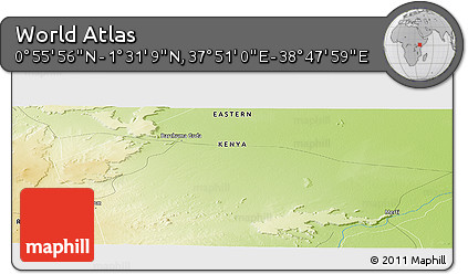 Physical Panoramic Map of the Area around 1° 13' 33" N, 38° 19' 30" E