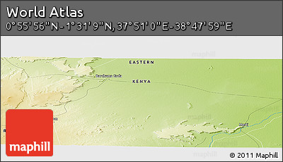 Physical Panoramic Map of the Area around 1° 13' 33" N, 38° 19' 30" E