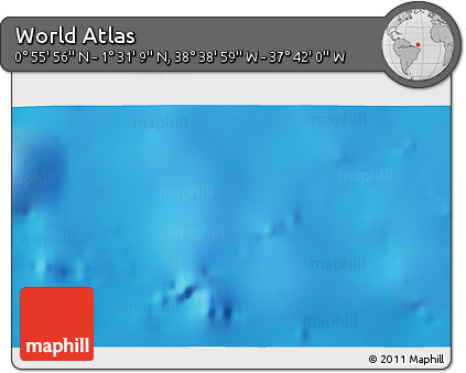 Shaded Relief 3D Map of the Area around 1° 13' 33" N, 38° 10' 29" W
