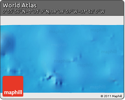 Shaded Relief 3D Map of the Area around 1° 13' 33" N, 38° 10' 29" W