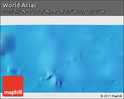 Shaded Relief 3D Map of the Area around 1° 13' 33" N, 38° 10' 29" W
