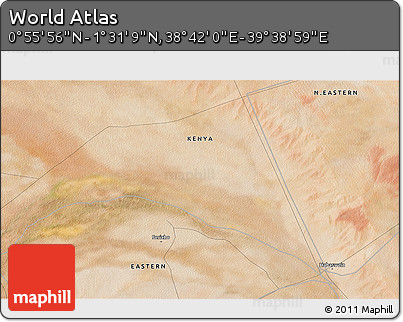 Satellite 3D Map of the Area around 1° 13' 33" N, 39° 10' 29" E