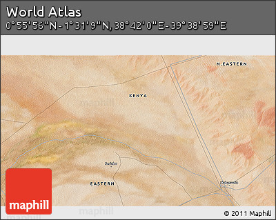 Satellite 3D Map of the Area around 1° 13' 33" N, 39° 10' 29" E