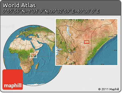 Satellite Location Map of the Area around 1° 13' 33" N, 40° 1' 29" E
