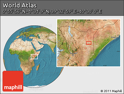 Satellite Location Map of the Area around 1° 13' 33" N, 40° 1' 29" E