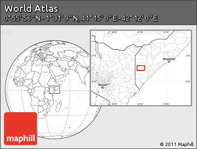Blank Location Map of the Area around 1° 13' 33" N, 41° 43' 30" E