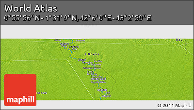Physical Panoramic Map of the Area around 1° 13' 33" N, 42° 34' 30" E