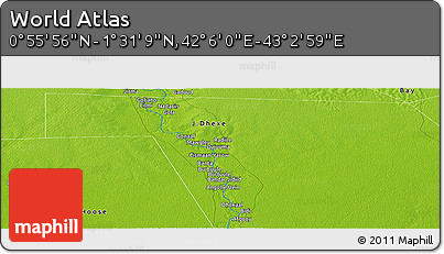 Physical Panoramic Map of the Area around 1° 13' 33" N, 42° 34' 30" E