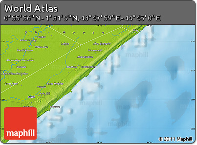 Physical Map of the Area around 1° 13' 33" N, 44° 16' 29" E