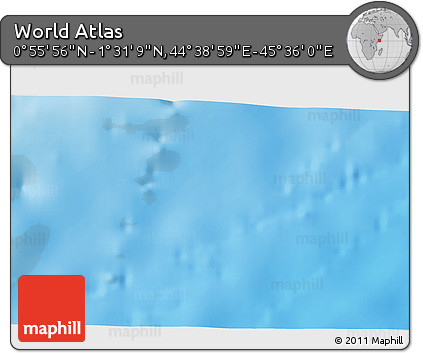 Physical 3D Map of the Area around 1° 13' 33" N, 45° 7' 30" E