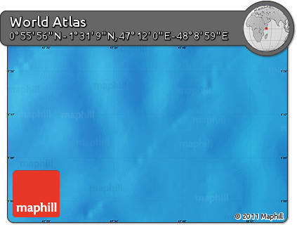 Shaded Relief Map of the Area around 1° 13' 33" N, 47° 40' 29" E