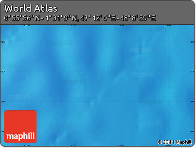 Shaded Relief Map of the Area around 1° 13' 33" N, 47° 40' 29" E