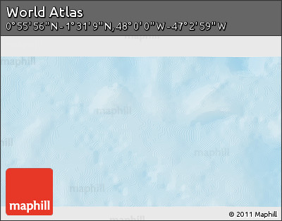 Physical 3D Map of the Area around 1° 13' 33" N, 47° 31' 29" W