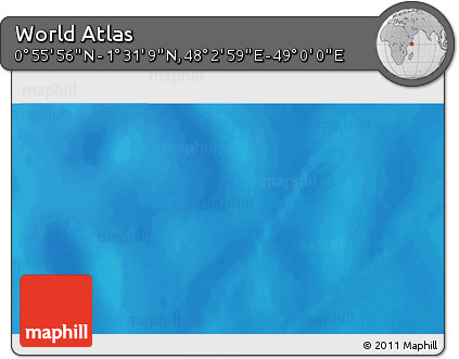 Shaded Relief 3D Map of the Area around 1° 13' 33" N, 48° 31' 29" E