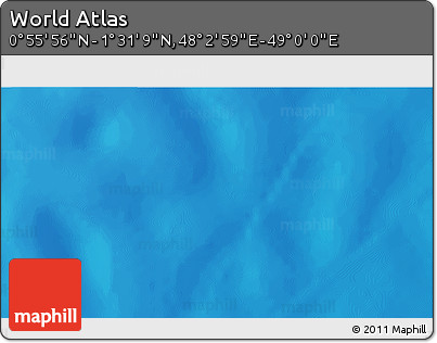 Shaded Relief 3D Map of the Area around 1° 13' 33" N, 48° 31' 29" E