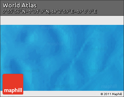 Shaded Relief 3D Map of the Area around 1° 13' 33" N, 48° 31' 29" E