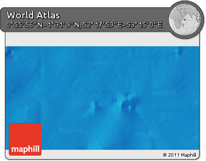 Physical 3D Map of the Area around 1° 13' 33" N, 52° 46' 29" E