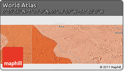 Political Panoramic Map of the Area around 1° 13' 33" N, 55° 10' 29" W