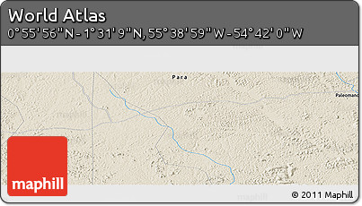 Shaded Relief Panoramic Map of the Area around 1° 13' 33" N, 55° 10' 29" W