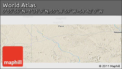 Shaded Relief Panoramic Map of the Area around 1° 13' 33" N, 55° 10' 29" W