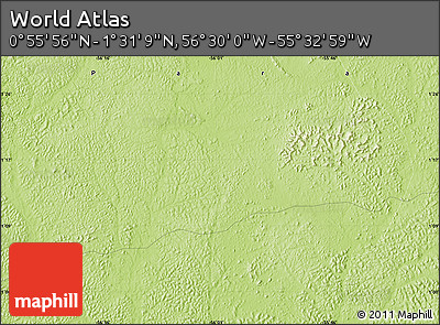 Physical Map of the Area around 1° 13' 33" N, 56° 1' 29" W