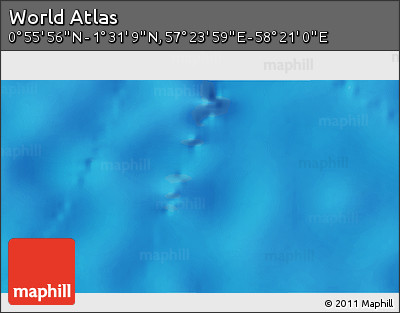Physical 3D Map of the Area around 1° 13' 33" N, 57° 52' 30" E