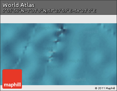 Satellite 3D Map of the Area around 1° 13' 33" N, 57° 52' 30" E
