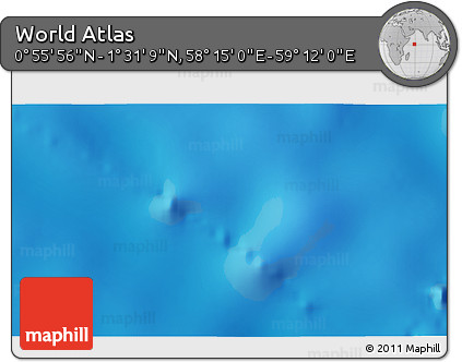 Physical 3D Map of the Area around 1° 13' 33" N, 58° 43' 30" E