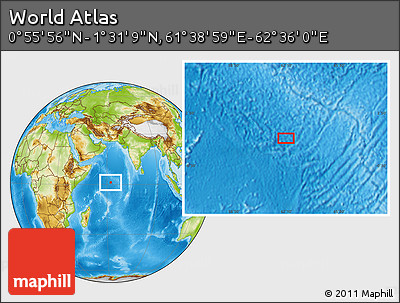 Physical Location Map of the Area around 1° 13' 33" N, 62° 7' 30" E