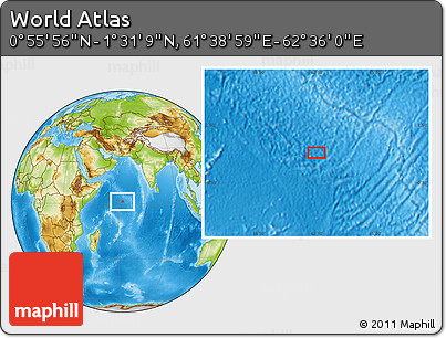 Physical Location Map of the Area around 1° 13' 33" N, 62° 7' 30" E