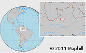 Gray Location Map of the area around 1° 13' 33" N, 62° 49' 30" W