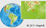 Physical Location Map of the area around 1° 13' 33" N, 62° 49' 30" W