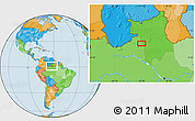 Political Location Map of the area around 1° 13' 33" N, 62° 49' 30" W