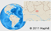 Shaded Relief Location Map of the area around 1° 13' 33" N, 62° 49' 30" W
