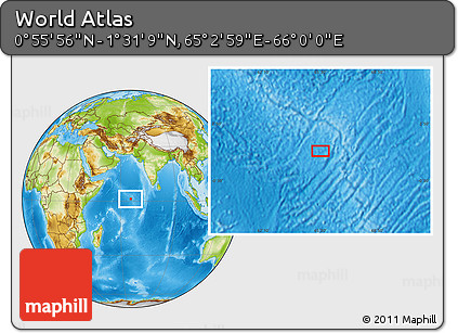 Physical Location Map of the Area around 1° 13' 33" N, 65° 31' 30" E