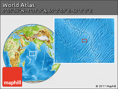 Physical Location Map of the Area around 1° 13' 33" N, 65° 31' 30" E