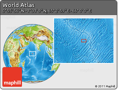 Physical Location Map of the Area around 1° 13' 33" N, 65° 31' 30" E