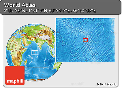 Physical Location Map of the Area around 1° 13' 33" N, 66° 22' 30" E